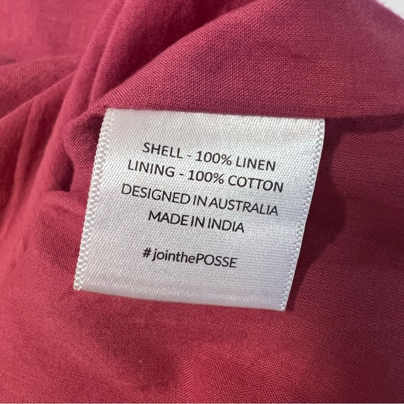 Posse Alice Mini Linen Dress Square Neck Sleeveless Pink Berry Sz XS - Picture 5 of 8